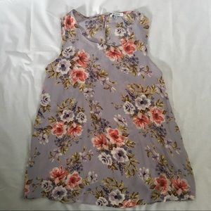 Rose + Olive Purple Floral Flowy Top, Size 1X